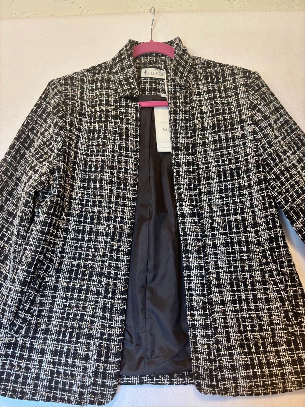 NWT Elleven Black White Tweed Jacket Blazer Career Office Classic Size Large - Picture 6 of 8